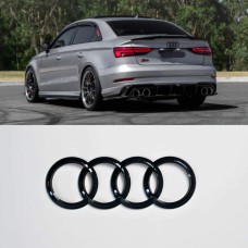 Audi hátsó csomagtér logó / embléma – Fényes fekete, 202 mm