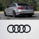 Audi hátsó csomagtér logó / embléma – Fényes fekete, 202 mm