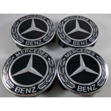 Mercedes -hez felni közép, kupak (75 mm) SZETTben új típusú / fekete